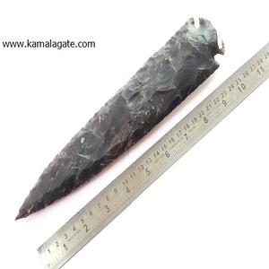 Vente en gros de 10 pouces d'agate indienne pierre semi-précieuse artisanat en pointe de flèche silex pierre précieuse style mascotte - Product Image 2