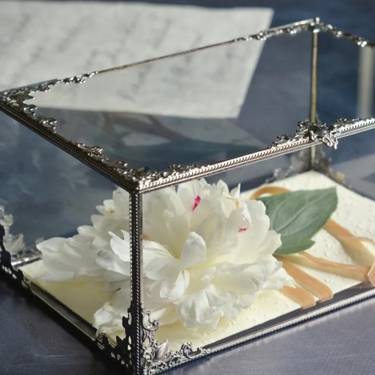 Card Box for Wedding  Glass Card Holder  Geometric Wedding Decor  Wedding Ceremony Decor 