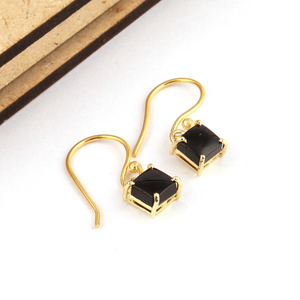 Boucles d'oreilles en onyx plaqué or/argent, bijou carré en forme de goutte, vente en gros, prix moins cher, livraison gratuite - Product Image 6