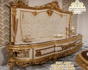 Muebles tallados a mano de madera para comedor, juego de comedor dorado de estilo clásico, pesado - Product Image 6