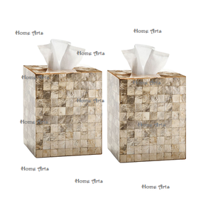 Ensemble de 2 boîtes à mouchoirs en nacre, qualité exclusive, forme carrée, boîte à mouchoirs en papier pour hôtel, usage domestique - Product Image 4