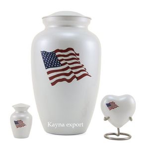 Urne funéraire métallique patriotique américaine Kayna Export KY-1056, drapeau des Vétérans, pour cendres humaines adultes, la plus vendue - Product Image 2