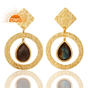 925 Sterling <b>Silver</b> Natural Labradorite Gemstone <b>Dangle</b> <b>Earring</b> for Women Jewelry Manufacturer - Product Image 2