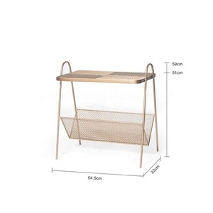Modern Metal <b>Coffee</b> <b>Table</b> With Storage Shelf Minimalist Design Living Room Furniture Gold Finish - Product Image 2