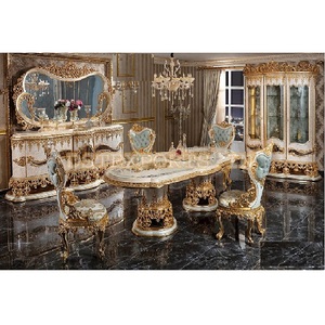 Juego de mesa de comedor con tallado a mano, muebles de comedor de lujo, tallados a mano - Product Image 1