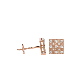 Pendientes cuadrados con racimo de diamantes naturales redondos de 0,30 CTW para mujer, aniversario |   Cierre de Rosca de Oro de 10K, Diseño Premium Seguro - Product Image 5