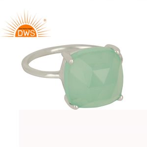 Naturel Aqua Calcédoine Pierres Précieuses Fabricant De Bijoux 925 En Argent Sterling Bague À griffes Bijoux Grossiste - Product Image 1