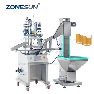 ZONESUN ZS-819R2A Automatic Sheet Feed Heat Press Machine Bottle Cap Hot Foil Stamping Machine With Cap Feeder