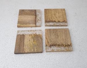 Vente chaude meilleur prix 4x4 pouces résine et bois tapis et tampons sous-verres accessoires de table thé sous-verre liège 4 pièces ensemble de l'inde - Product Image 5