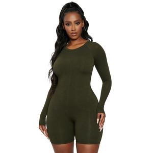 Mono de una pieza con Cuello medio alto para mujer, Peto corto de punto de algodón, venta al por mayor - Product Image 4