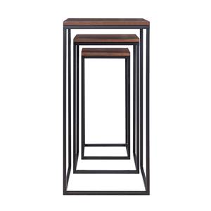 Modern Black Metal <b>Nesting</b> Side Central <b>Table</b> <b>Set</b> of 3 with Wooden Top for Dining in Home Hotels Restaurants Living Room Use - Product Image 4