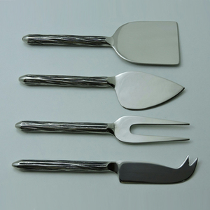 Ensemble de couverts en acier inoxydable de haute qualité de 4 couteaux de cuisine à couteau à fromage à manche conçu MOP - Product Image 5
