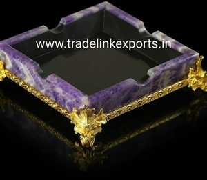 Plateau de service Malachite Elegance Design fantaisie en bois et marbre avec plastique pour aliments Caractéristique décorative en pierres précieuses semi-précieuses - Product Image 4