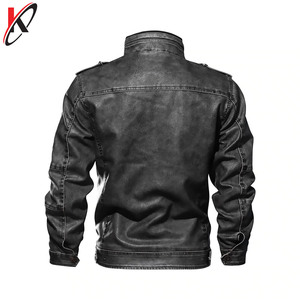 Veste en cuir de moto homme cool vêtements d'extérieur d'hiver enduits pour hommes - Product Image 3