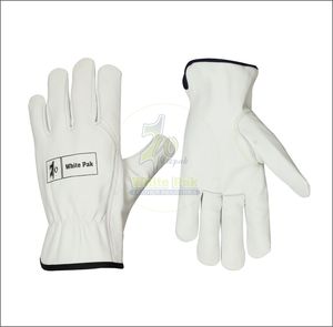 Guantes de Conducción de Cuero Vacuno de Alta Calidad, Color Blanco Pak 806 DG, Personalizables en Color y Talla, Protección Completa para los Dedos, Cómodos y Antideslizantes - Product Image 1