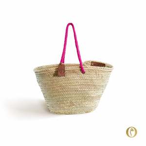 Cesta Hecha a Mano, Mediana, Original de Marrakech, con Asas Naturales - Product Image 1