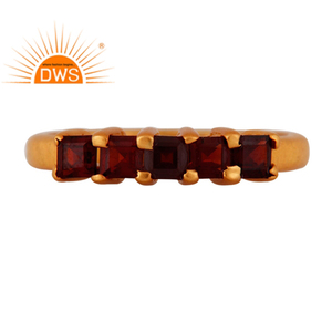 Bague en pierre précieuse grenat rouge audacieuse, vente en gros, bague de mariée en argent sterling plaqué or, collection classique - Product Image 1