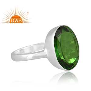 925สเตอริงเงินธรรมชาติคู่ชุบโครเมียมไดออพไซด์อัญมณีควอทซ์แหวนซ้อนกันได้สำหรับผู้หญิงเครื่องประดับ - Product Image 3