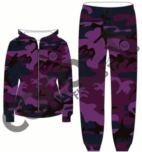 Ensemble de survêtement camouflage violet personnalisé, sweat à capuche zippé et pantalon de jogging pour homme, femme, unisexe, streetwear - Product Image 1