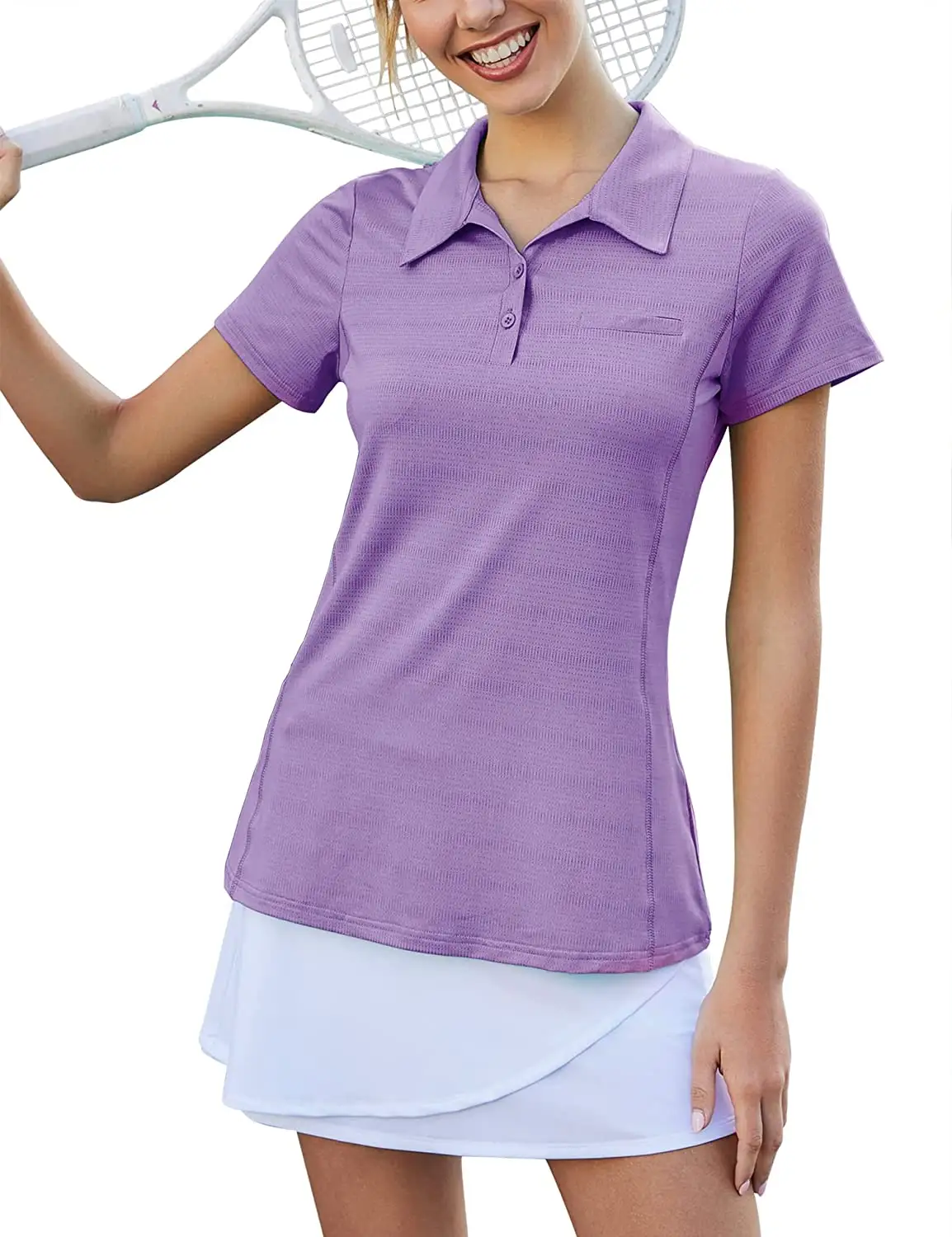 女性用デジタルテニスポロシャツスポーツトップスバドミントンシャツテニスジャージー着用100% ポリエステルテニスシャツ用