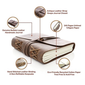 Chính hãng cổ điển da Tạp Chí máy tính xách tay phác thảo cuốn sách 100 sheets với lót/Unlined bông giấy Nhật Ký cho du khách món quà ý tưởng - Product Image 3