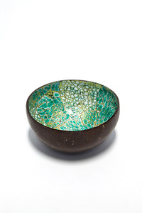 Cuenco de coco desechable ecológico de la mejor opción con patrón de flores verdes en el interior para acampar Nuevo diseño Shell - Product Image 2