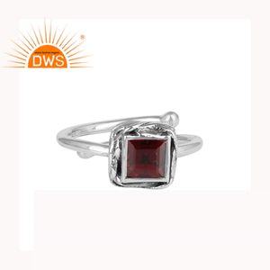 Bague en argent Sterling 925 pour mariage, anneau avec des pierres précieuses carrées, naturel, fournitures de bijoux - Product Image 1