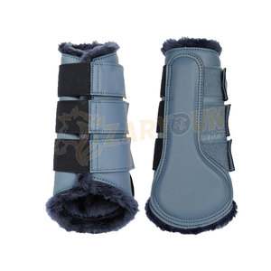 Personalizable Faux Leather Woof Cepillado Circunferencia Ligero Absorbente Entrenamiento Salto Botas de montar Logo Tamaño Diseño Caballo Uso - Product Image 5