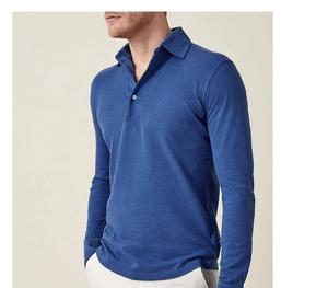 Camisas Polo de Manga Larga para Hombre, Hechas a Medida, 100% Algodón, de la Mejor Calidad, Color Azul Elegante, Secado Rápido, Venta al Por Mayor - Product Image 2
