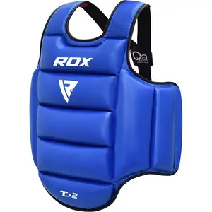 RDX T2 CE pelindung badan bersertifikasi, pelindung dada empuk merah biru untuk latihan Kickboxing MMA