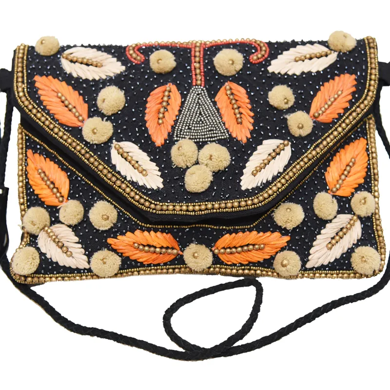 beaded work handmade women evening clutch bag