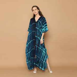 Caftán Tie-Dye de verano para mujer, ropa de playa de manga larga con cuello en V, novedad de 2022 - Product Image 3