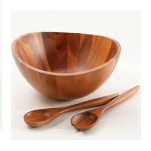 Bols à salade ovales en bois, plateau de Table rond en bois de manga, vente en gros avec un ensemble de serveur - Product Image 1