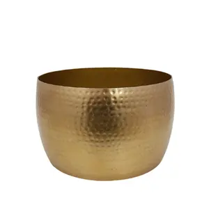 Aluminium Runde gehämmert Pflanzer Messing Matt Gold Farbe Modernes Design Großer Blumentopf und Vase für Garten dekor hand gefertigt
