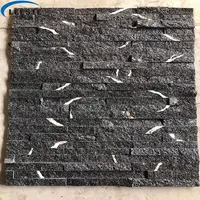 China negro Natural de cuarcita, con venas blancas apilado Exterior cultura Panel de pared de piedra