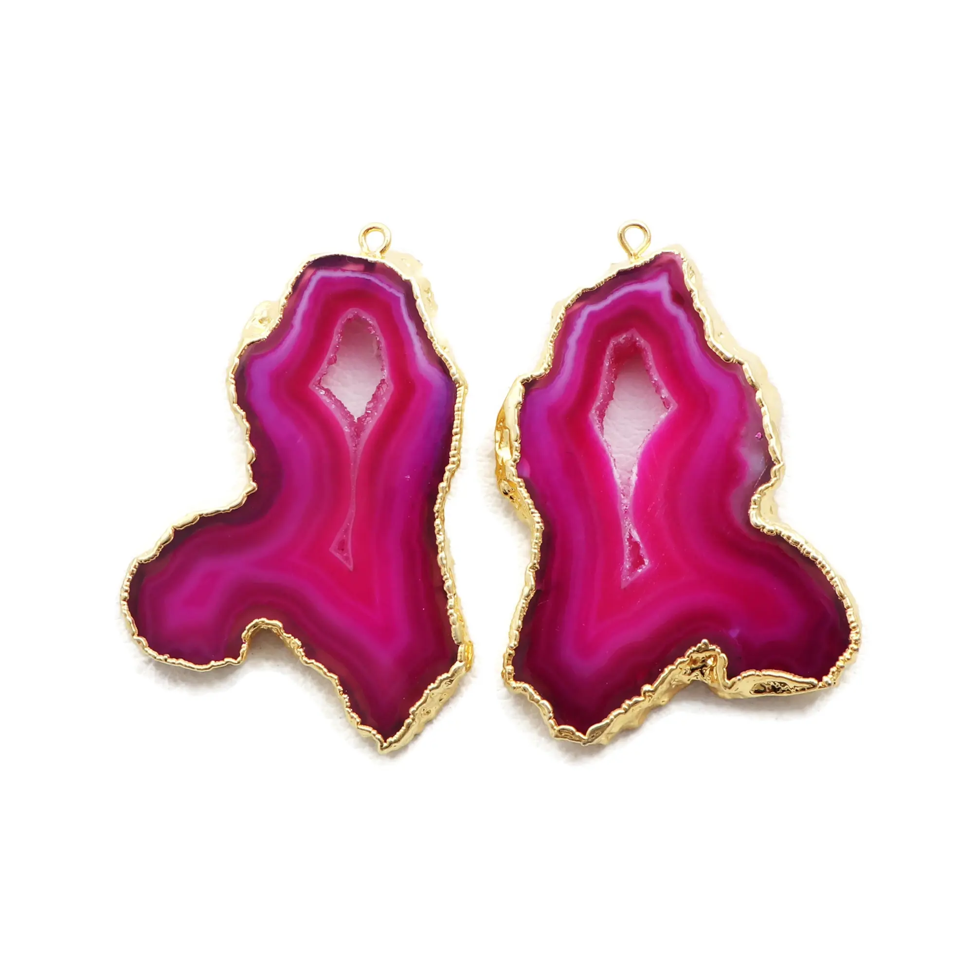 Perhiasan Mode Geode Slice Druzy Komponen Wanita Perhiasan Bagian Anting-Anting Batu Permata Berlapis Emas Anting Perhiasan Pasangan Konektor