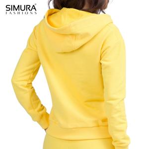 Sudadera con Capucha para Mujer SIMURA, Color Sólido Personalizado, Mezcla de Algodón y Poliéster, Tejido de Punto, con Bolsillos, para Otoño - Product Image 2