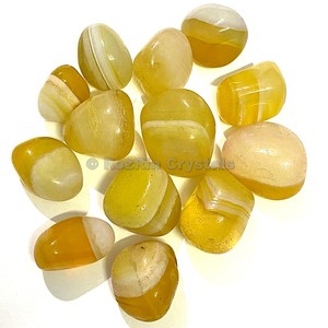 Ónix Amarillo Bicolor Pulido Natural, Piedra de Bolsillo, Cristal Curativo, Gema de Reiki y Chakra, Venta al por Mayor, Regalo - Product Image 1