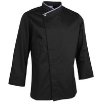 Jaket Koki Kerah Silang Unisex Custom OEM Grosir, Bahan Poplin Polyester/Katun Lengan Panjang, Seragam Restoran