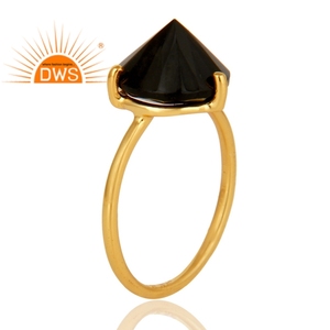 Atest-Anillo de Plata de Ley 925 chapado en oro de 18K, anillo MIDI de piedras preciosas de ónix negro natural, joyería fina - Product Image 2