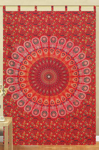 Beautiful <b>Single</b> <b>Panel</b> Cotton Mandala Window Drape Valance Floral Yoga Buddha Door Window Decorative Small By Indian Consigners - Product Image 3