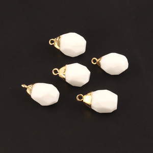 Pepitas de ágata blanca natural personalizadas, conector de una sola bola, oro elegante, galvanizado, gemas, dijes, conectores de joyería - Product Image 4