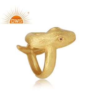 Anillo de circón rojo, venta al por mayor, diseño de serpiente antiguo, anillo de plata 925 chapado en oro, joyería, Colección delicada - Product Image 3