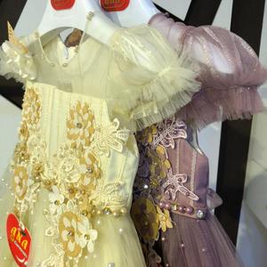 ชุดเดรสผ้าซาตินลายดอกไม้เด็กผู้หญิง, ชุดเดรสคอกลมประดับด้วยลูกปัดผ้าตาข่ายลายนางฟ้าสำหรับงานเลี้ยงวันเกิดของเด็กๆดอกไม้ฤดูใบไม้ผลิฤดูร้อน - Product Image 6