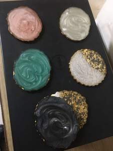 Posavasos de resina Natural absorbente azul, posavasos de resina dorado - Product Image 5