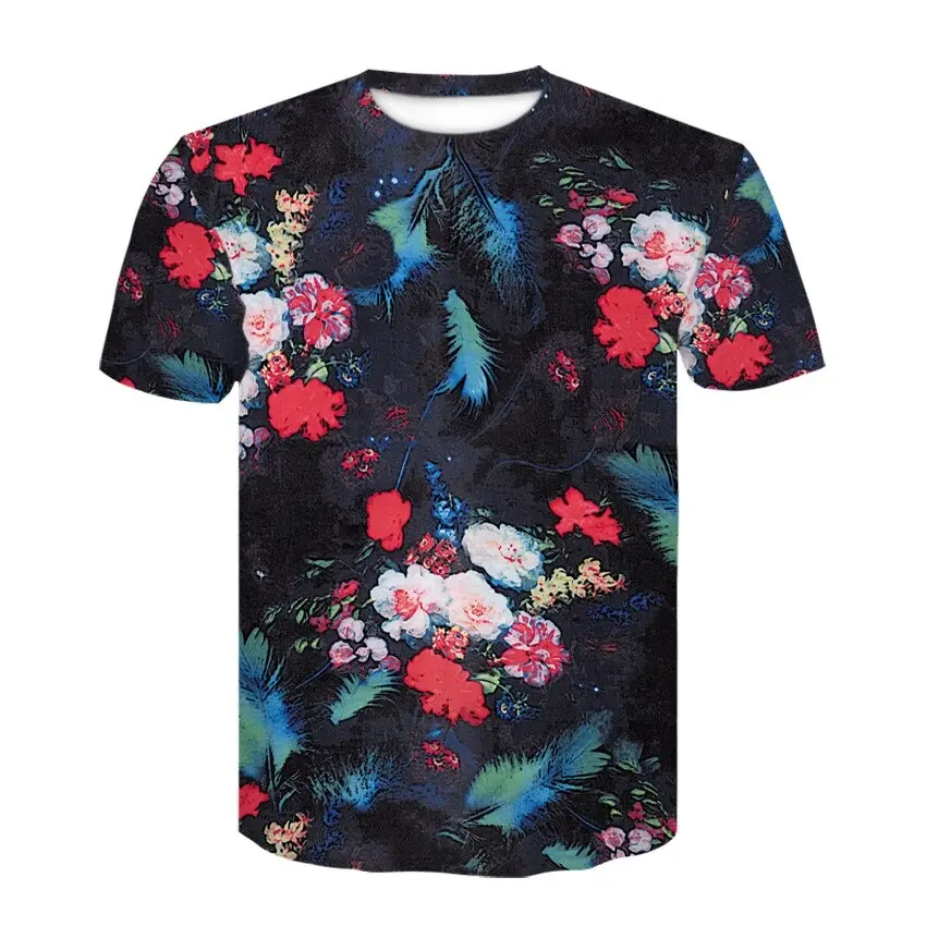 Nieuwe Heren-En Damesmode 3d Gesublimeerde Schoonheid Volle Bloemen Bedrukt Strandstijl T-Shirt Mode Casual Korte Mouwen