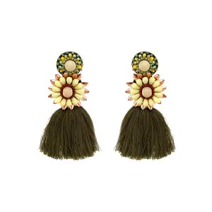 2022 Artificial Jewelry Earrings Handmade Trending Designer Seed Bead Earrings Crocheted Multi Color Earring For Women