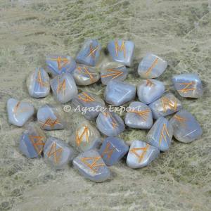 Cristal Pierre Artisanat En Gros Naturel Haute et Précieuse Qualité Bleu Agate Rune Ensemble pour la Guérison Décoration de La Maison - Product Image 2