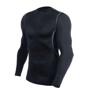 Men's Black Long Sleeve Compression Rash Guard Full Sleeve Polyester Spandex Quick Dry Sport <b>Shirt</b> - Product Image 2