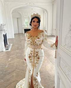 2022 poisson coupe étage longueur Caftan avec Dabka broderie cristal perles de verre verre pierre travail paillettes et lacé fête porter - Product Image 1